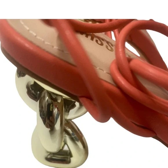 MISS LOLA Knot Detail Raya Peach Lace-Up Strappy Heels Sz:9 - Picture 13 of 15